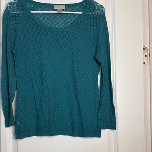 LOFT Turquoise Diamond Knit Top